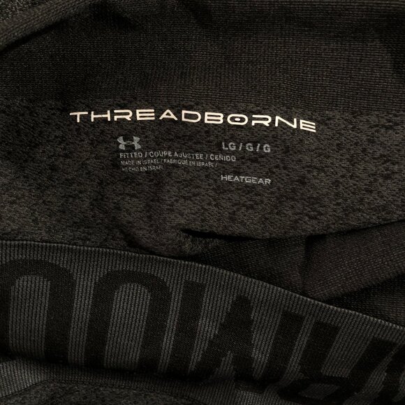 Under Armour Shirt Womens L Gray FittedHeatGear Threadborne Seamless Funnel Neck - Picture 10 of 10